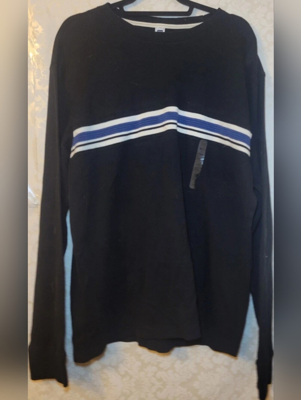 GAP Black Top with Blue and White Chest Stripes